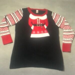 Festive Santa Design Kids Sweater - Black and Red